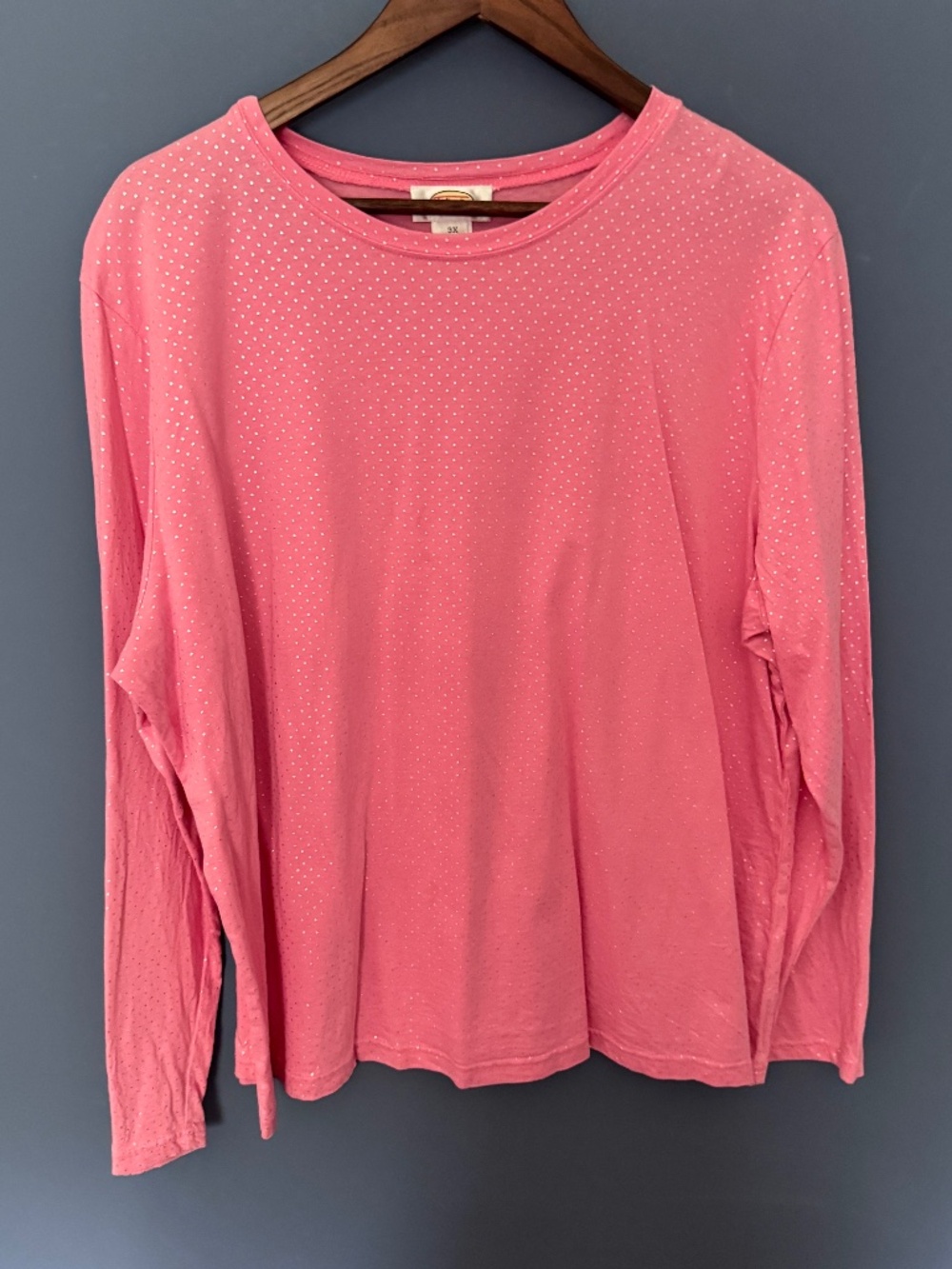 Talbots long sleeve pink polka dot tee Size 3X EUC